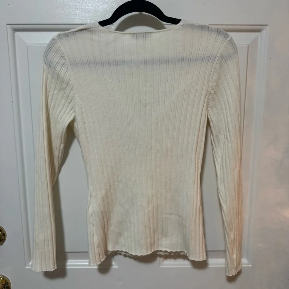 Sandro Knit Sweater With Twisted Neckline Beige Size 3 US Size 8